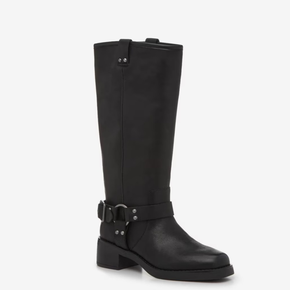 Crown Vintage Black Leather Combat Moto Boots